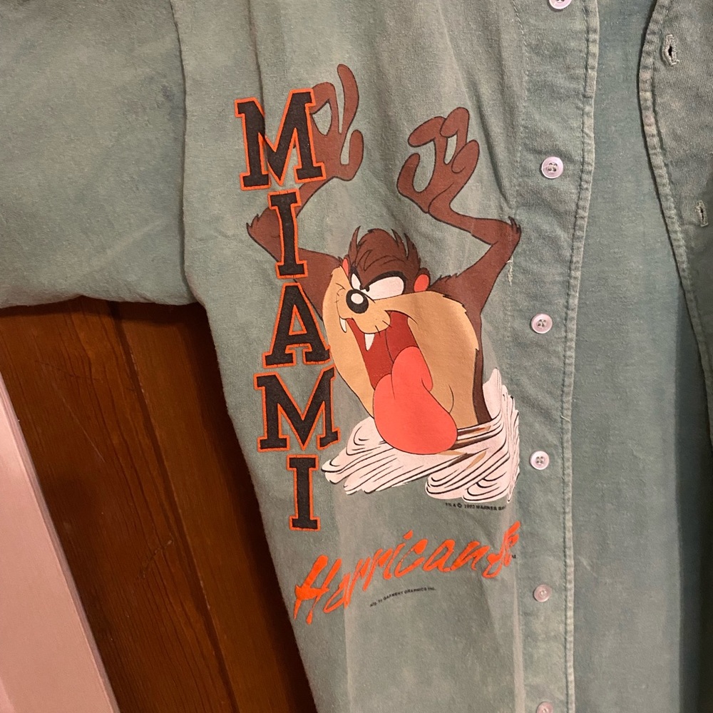Vintage Miami Hurricanes Looney Tunes Baseball jersey L